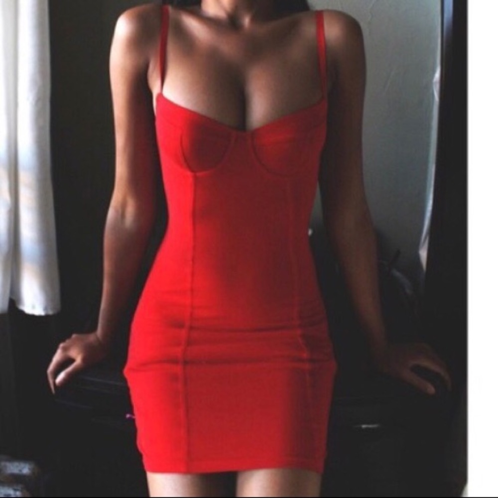 American apparel red bustier dress